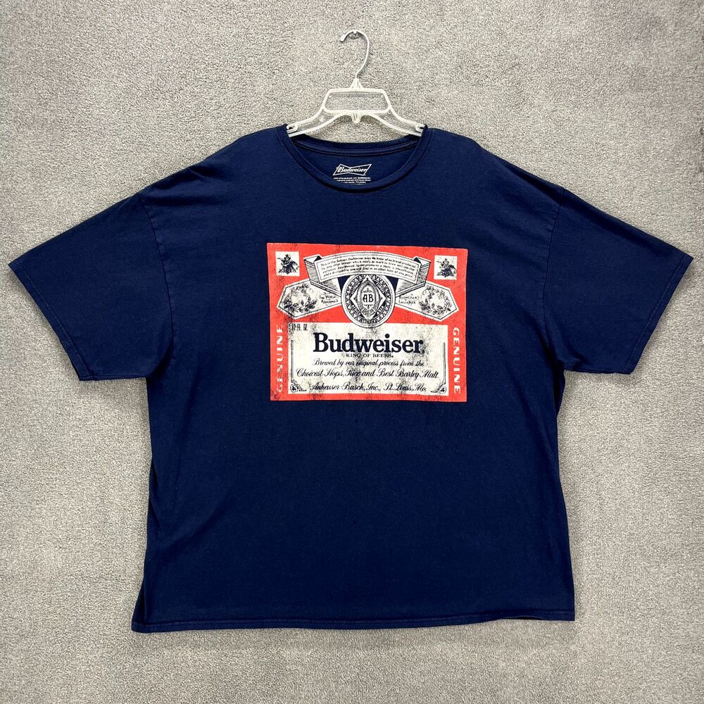 Budweiser Beer Anheuser Busch T Shirt Adult Size 4X Blue Tee‎ Graphic Print